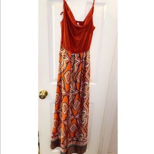 Red and orange patterned summer dress